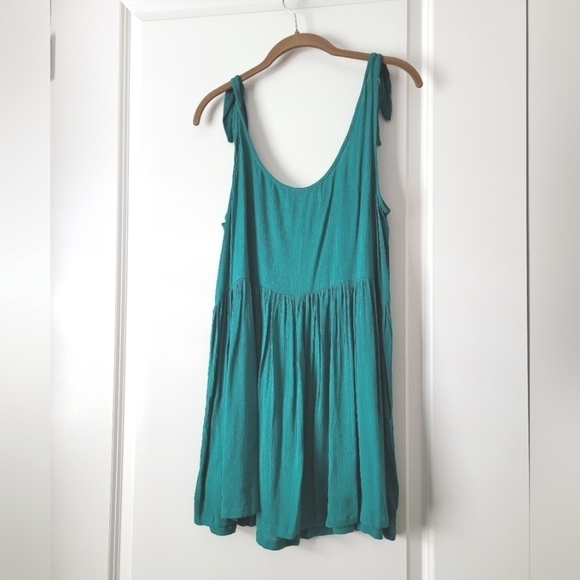 NWT Haitus Gauze Lightweight Tie Shoulder Dress Green Small - Picture 4 of 8